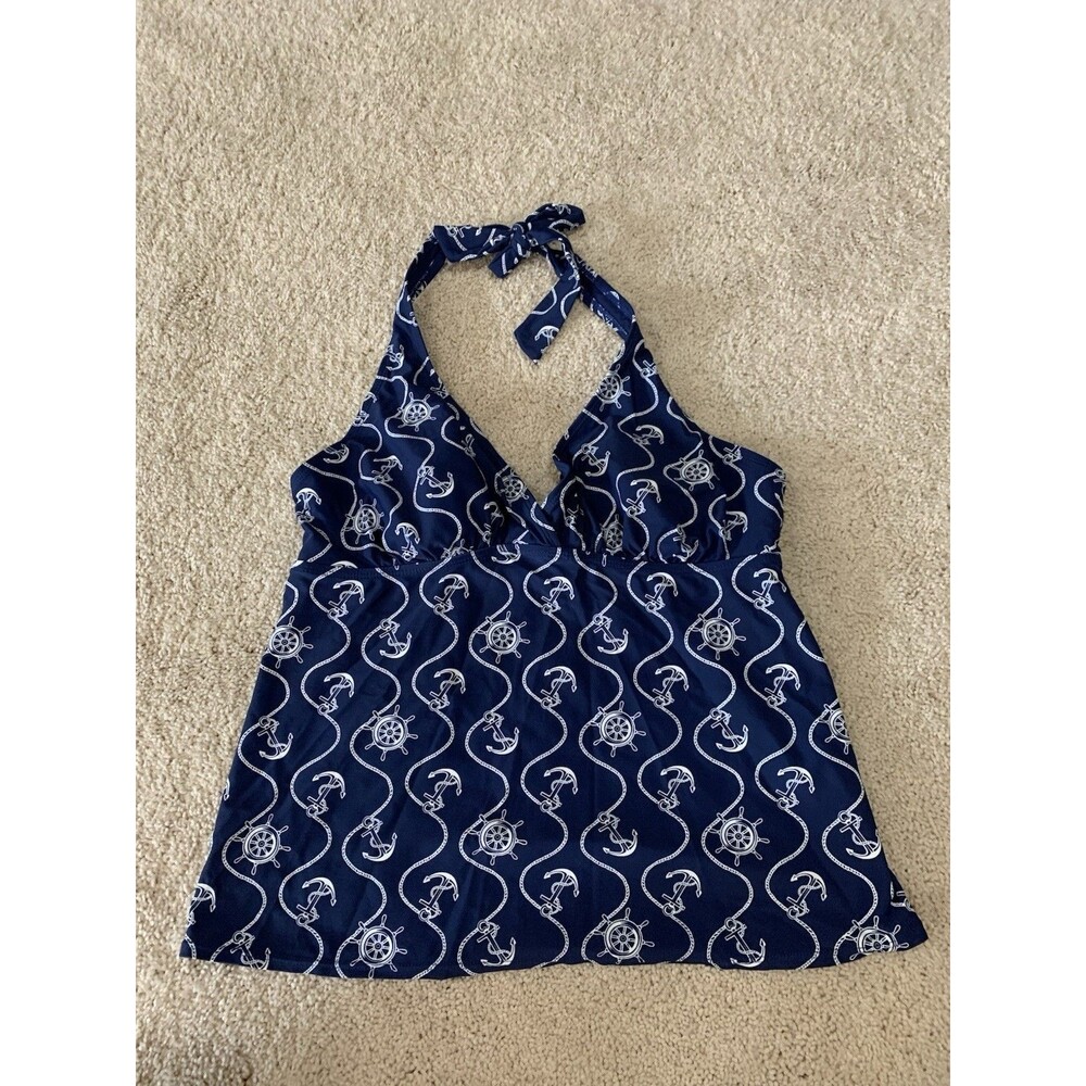 TROPICAL ESCAPE WOMENS TAKINI SWIMSUIT SIZE 12 NAVY NAUTICAL